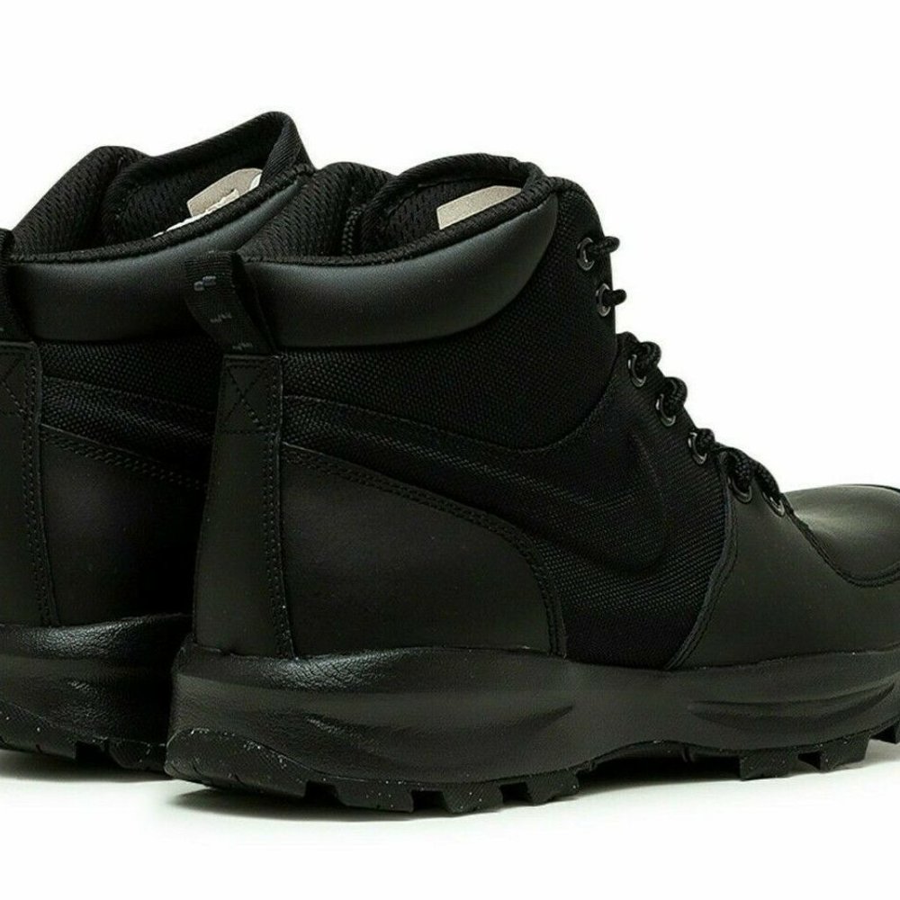 Nike Manoa Water Resistant Leather Boots Triple Black 456975-001 Mens - Picture 2 of 7